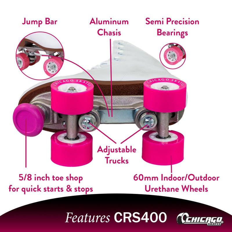 Chicago Skates Classic Quad Roller Skates for Women & Men â€“ Durable & Top Performance, Adjustable High-Top Boots for Safe Indoor/Outdoor Roller Derbyâ€“60mm PU Wheels & Semi-Precision Bearings - Image 4